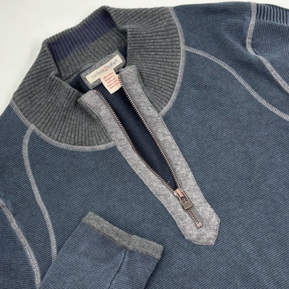 Carbon 2 Cobalt Men's M‎ Cotton Blue Quarter Zip Pullover Sweater